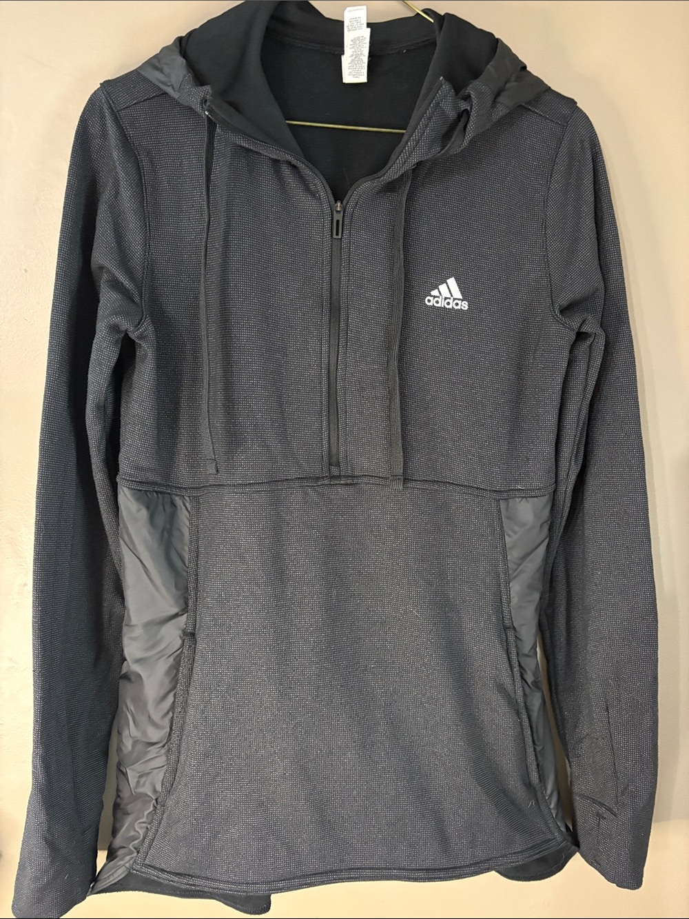 adidas Climawarm Dark Gray Half-Zip Hooded Pullover